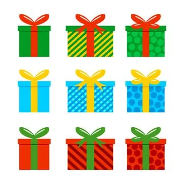 Gift Box Icon Vector Illustration Set Stock Illustration