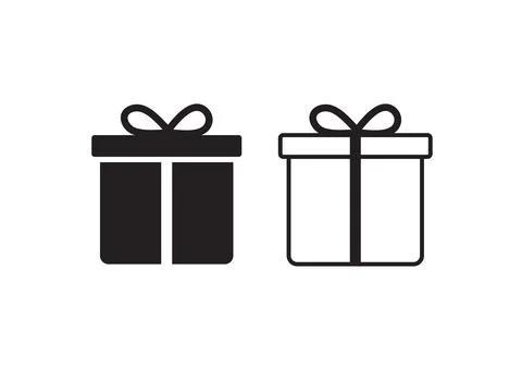 Gift Box Icons  Solid and Outline Black Present Symbol Set 스톡 일러스트