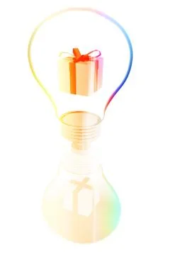 Gift box inside a lightbulb Stock Illustration