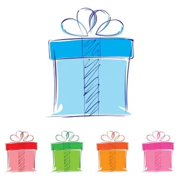 Gift box isolated on white background. Multicolored gift box. Stock Illustration