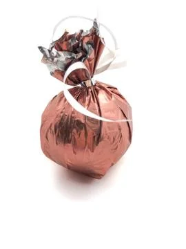 Gift box isolated on a white background. Round gift ball. Stock Photos