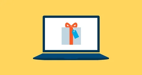 Gift box on a laptop screen Stock Footage 118091193