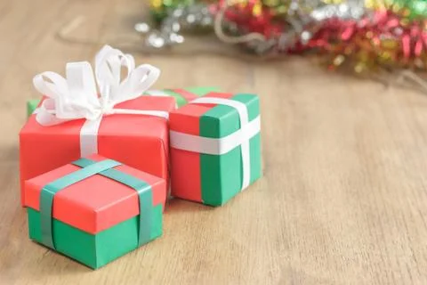 Gift box  on left side and copy space Stock Photos