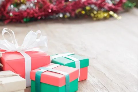 Gift box  on left side Stock Photos