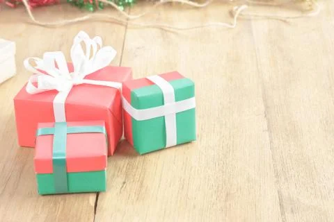 Gift box  on left side Stock Photos