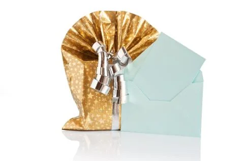 Gift box with letter Fotos de archivo