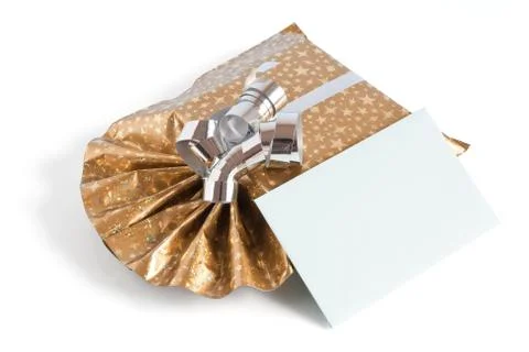 Gift box with letter Stock Photos