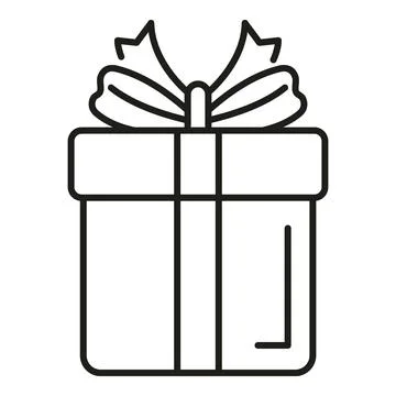 Gift box line art showing present with ribbon bow Stock Illustration