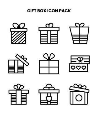 Gift Box Line Collection Icons Pack Stock Illustration