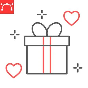 Gift box line icon Stock Illustration