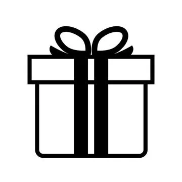 Gift box line icon isolated on white. Birthday gift sign element design Illustrazione stock