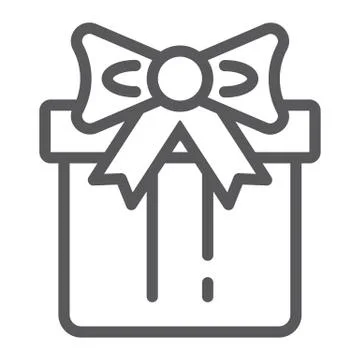 Gift box line icon, package and surprise, present sign, vector graphics, a Illustrazione stock