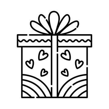 Gift box, line illustration Stock Illustration