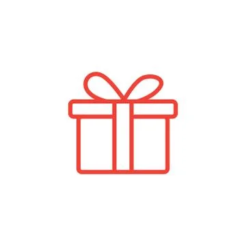 Gift Box Line Red Icon On White Background. Red Flat Style Vector Illustration Illustrazione stock
