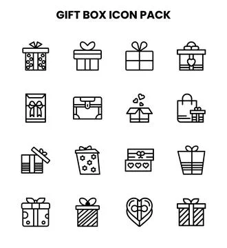 Gift Box Line Scalable Icons Pack Stock Illustration