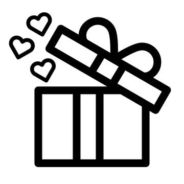Gift box in line style. Gift box icon or present icon. 库存插图