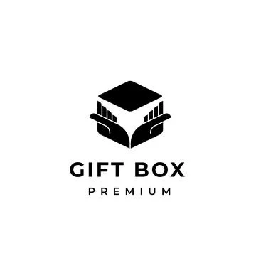Gift box logo design. Gift box isolated with hand illustration Stock Illustration