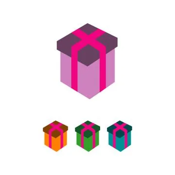 Gift box logo vector with ribbon and celebration element Stock Illustration