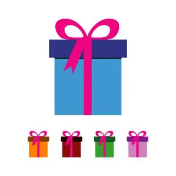 Gift box logo vector with ribbon and celebration element Stock Illustration