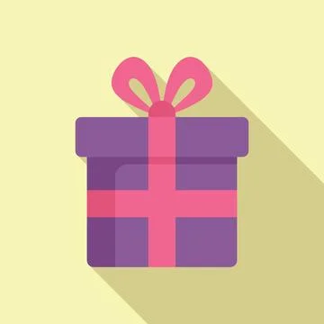 Gift box loyalty icon flat vector. Service bonus code Illustrazione stock