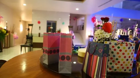 Gift Box at Luxurious Birthday Function Stock Footage 59115766