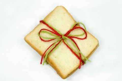 Gift box made from bread 스톡 사진