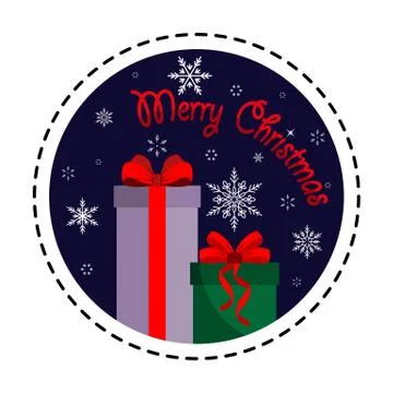 Gift box. Merry Christmas. Vector illustration. Flat design Stock Illustration