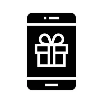 Gift box on mobile screen, solid design icon イラスト素材