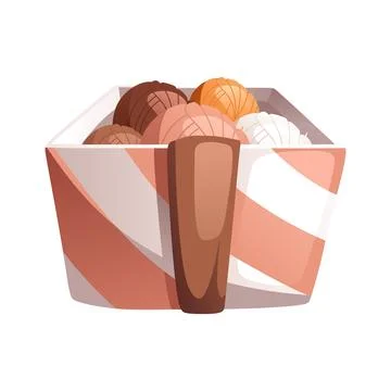 A gift box with multicolored wool balls. Detailed vector illustration. Stock Illustration