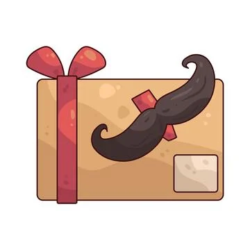 Gift Box With Mustache illustration Stock Illustration