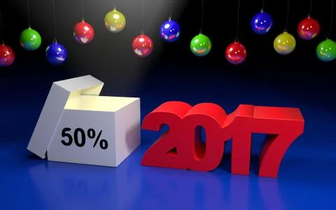 Gift Box with New Year 2017 Stock Illustration