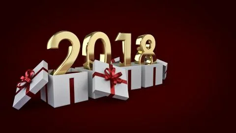 Gift box New Year 2018. Stock Illustration