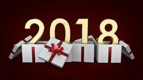 Gift box New Year 2018. Stock Illustration