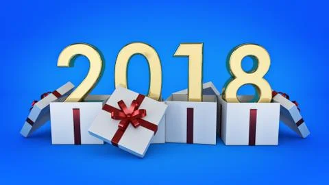 Gift box New Year 2018. Stock Illustration