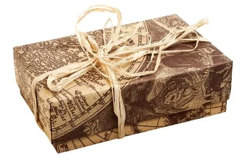 Gift box "old map" Stock Photos