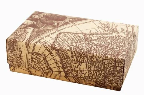 Gift box "old map" Stock Photos