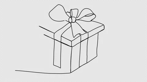 Gift box one line drawing animation. Video clip with alpha channel. Video stock 259072614