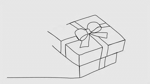 Gift box one line drawing animation. Video clip with alpha channel. Video stock 259077170