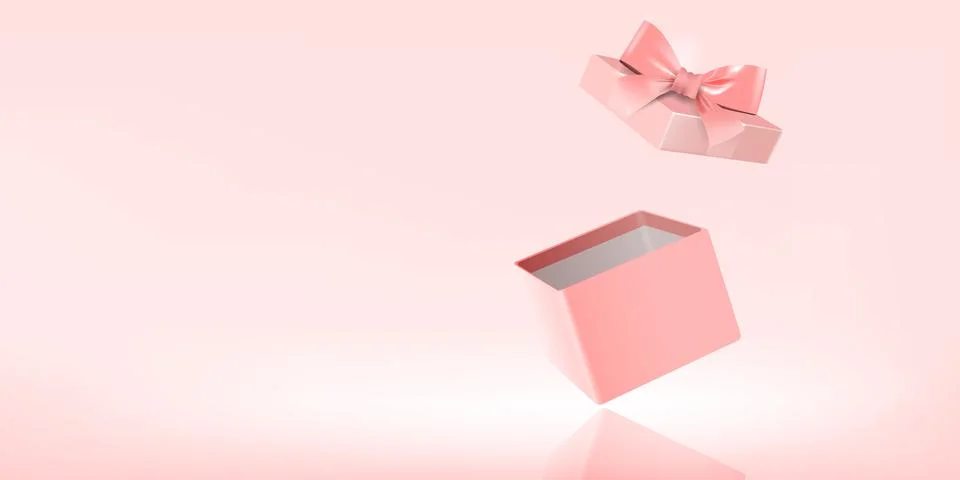 Gift box, open lid, with a reflection on the floor. Stock Illustration