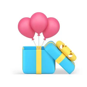 Gift box open present with air balloons bunch holiday surprise package cele.. Stock Illustration