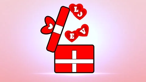 Gift Box opening and floating out Love Heart Surprise idea animation. Red g.. Stock Footage 263235424