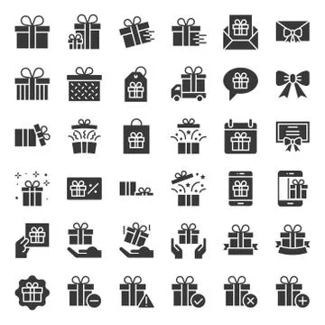 Gift box or present box icon, solid style Stockillustratie
