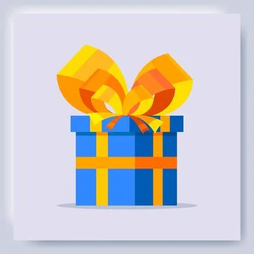 Gift box with an orange bow Stock Illustration