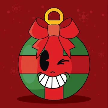 Gift box ornament with winking face and festive bow, Vector Ilustración de archivo