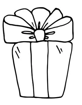 Gift box outline illustration, vector picture, hand drawn 스톡 일러스트