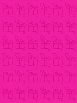 Gift Box Outline Pattern on Magenta Background Stock Illustration