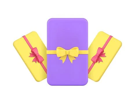 Gift box package with festive bow ribbon holiday celebrate present 3d icon .. Stockillustratie