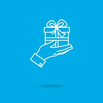 Gift box on palm Stock Illustration