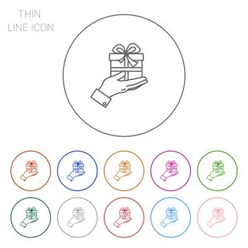 Gift box on palm 스톡 일러스트