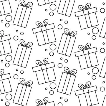 Gift box pattern in black outline Vector Stock Illustration